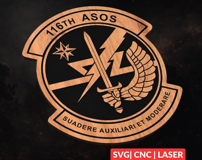 116th ASOS Patch SVG | CNC Laser Cut File, Wood Wall Art, Glowforge Engraving, LightBurn Ready