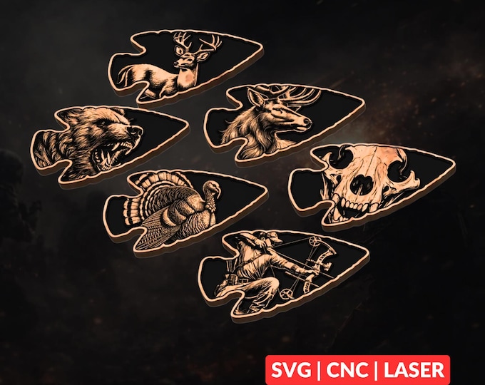 Arrowhead Hunting Combo Bundle SVG | CNC Laser Cut File, Wood Wall Art, Glowforge Engraving, LightBurn Ready