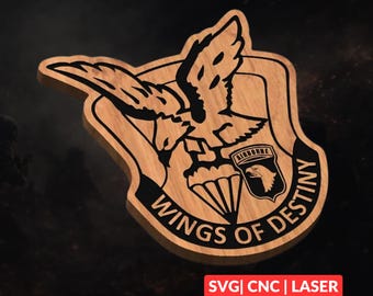 Wings of Destiny Military Patch SVG | CNC Laser Cut File, Wood Wall Art, Glowforge Engraving, LightBurn Ready