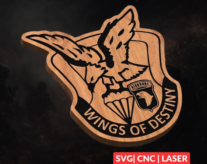 Wings of Destiny Military Patch SVG | CNC Laser Cut File, Wood Wall Art, Glowforge Engraving, LightBurn Ready