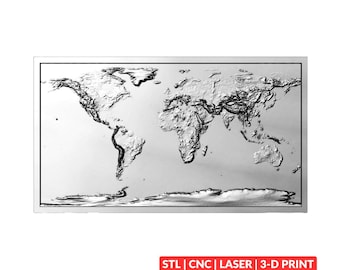 3Dグローバル地形STLファイル｜3D CNC彫刻ファイル、木製レリーフアート、3Dプリント対応