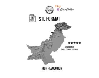 Pakistan Terrain File – 3D Topographic Map for CNC, 3D Printing, or 3D Lasering