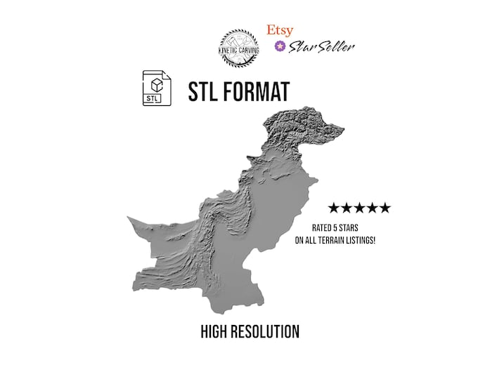 Pakistan Terrain File – 3D Topographic Map for CNC, 3D Printing, or 3D Lasering