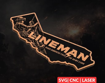 California Lineman SVG | CNC Laser Cut File, Wood Wall Art, Glowforge Engraving, LightBurn Ready
