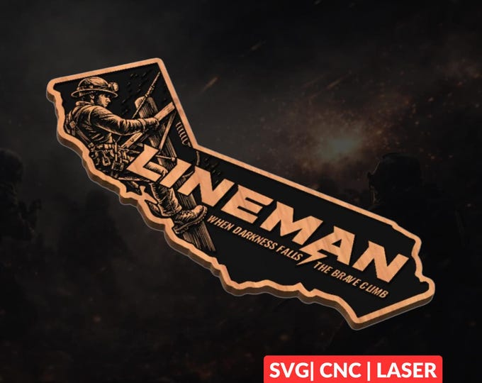 California Lineman SVG | CNC Laser Cut File, Wood Wall Art, Glowforge Engraving, LightBurn Ready
