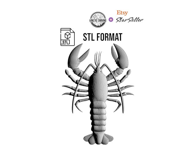 Maine Lobster STL File for Woodworking, CNC, Printing and Lasering