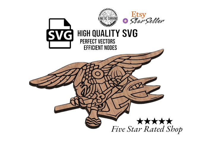 United States Navy SEAL Trident Military SVG File for Woodworking, CNC, Printing and Lasering