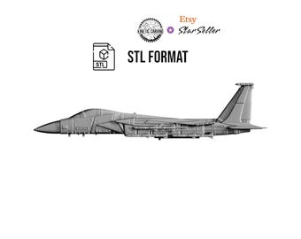 F-15 Strike Eagle Aircraft STL (Side View) for 3D Printing, CNC Woodworking (Digital Download)
