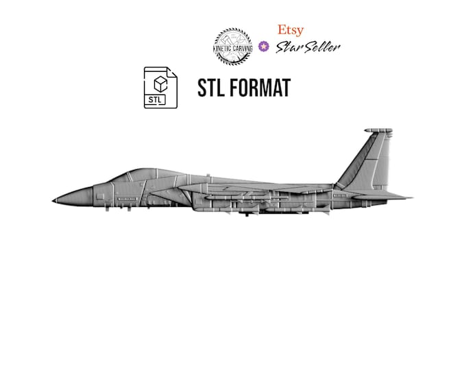 F-15 Strike Eagle Aircraft STL (Side View) for 3D Printing, CNC Woodworking (Digital Download)