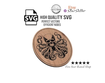 Skull Octopus SVG File for Woodworking, CNC, Printing and Lasering (Digital Download)