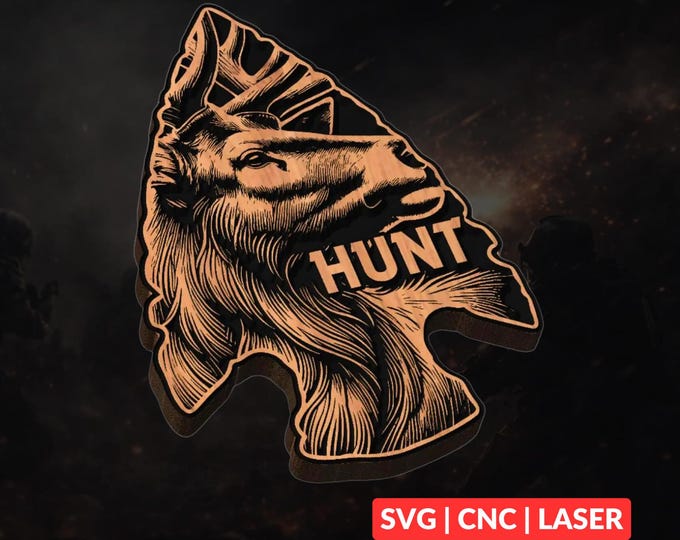 Arrowhead Elk Hunt SVG | CNC Laser Cut File, Wood Wall Art, Glowforge Engraving, LightBurn Ready