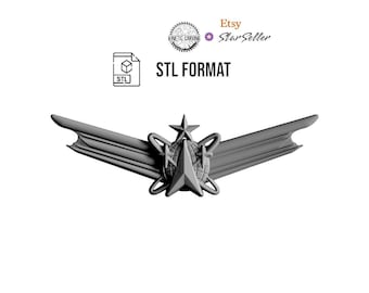 U.S. Military Space Operations Badge (Senior) STL for 3D Printing, CNC Woodworking (Digital Download)