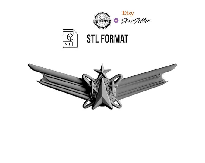 U.S. Military Space Operations Badge (Senior) STL for 3D Printing, CNC Woodworking