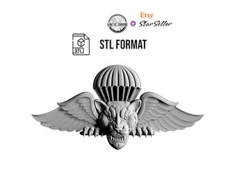 3D STL Model of Dominican Republic Jump (Airborne) Wings, for 3D Printing, CNC Woodworking