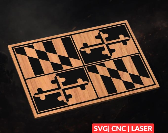 Maryland State Flag SVG | CNC Laser Cut File, Wood Wall Art, Glowforge Engraving, LightBurn Ready