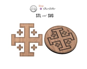 Jerusalem Cross STL and SVG File for Woodworking, CNC, Printing and Lasering (Digital Download)