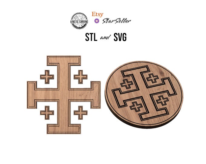Jerusalem Cross STL and SVG File for Woodworking, CNC, Printing and Lasering (Digital Download)