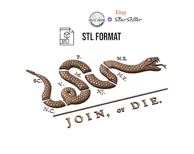 Join, or Die Model for CNC, 3D Printing & Laser Engraving (Digital Download)