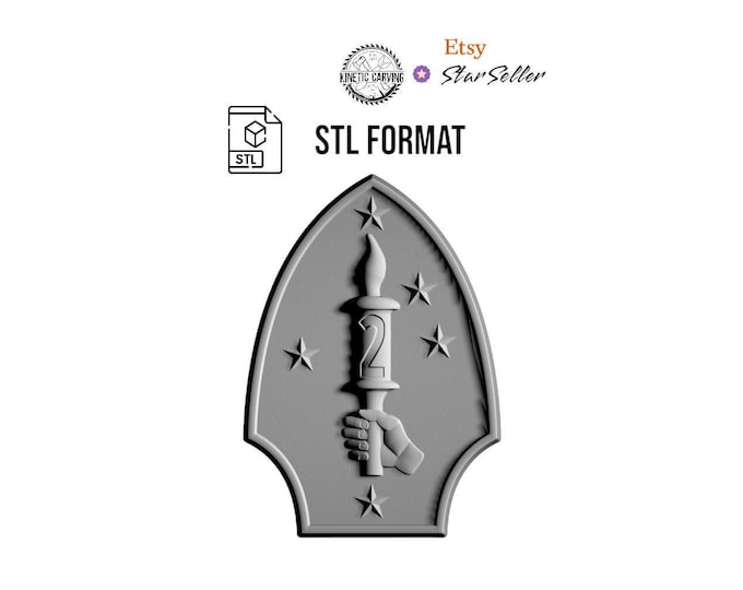 United States Military 2nd Division STL File for 3D Printing, CNC Woodworking
