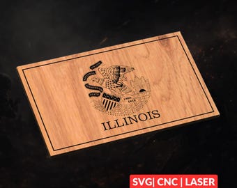 Illinois State Flag SVG | CNC Laser Cut File, Wood Wall Art, Glowforge Engraving, LightBurn Ready