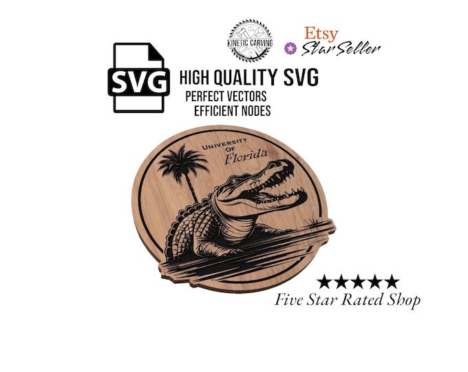Florida Alligator Design SVG File for Woodworking, CNC, Printing, Clothing and Lasering
