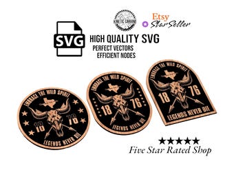 Texas Longhorn 1876 Design SVG File for Woodworking, CNC, Printing, Lasering, and Clothing