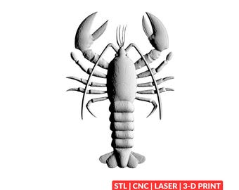 Maine Lobster STL | 3D CNC Carving File, Wood Relief Art, 3D Printing Ready