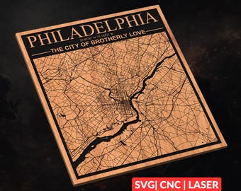 Philadelphia, Pennsylvania City Map SVG | CNC Laser Cut File, Wood Wall Art, Glowforge Engraving, LightBurn Ready