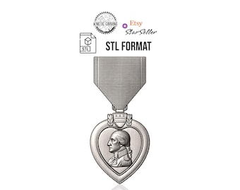 Purple Heart STL File | Military Medal 3D Model for CNC Cutting, 3-D Printing and 3-D Lasering