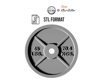45lb Weight Plate STL File: Gym Fitness Barbell 3D Model (Digital Download)
