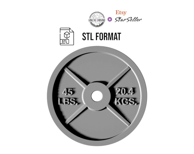 45lb Weight Plate STL File: Gym Fitness Barbell 3D Model (Digital Download)