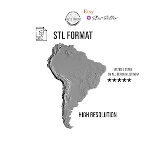 Modèle 3D STL du continent sud-américain pour impression 3D, travail du bois CNC