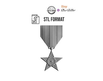 Silver Star Military Award STL File for Woodworking, CNC, Printing and Lasering
