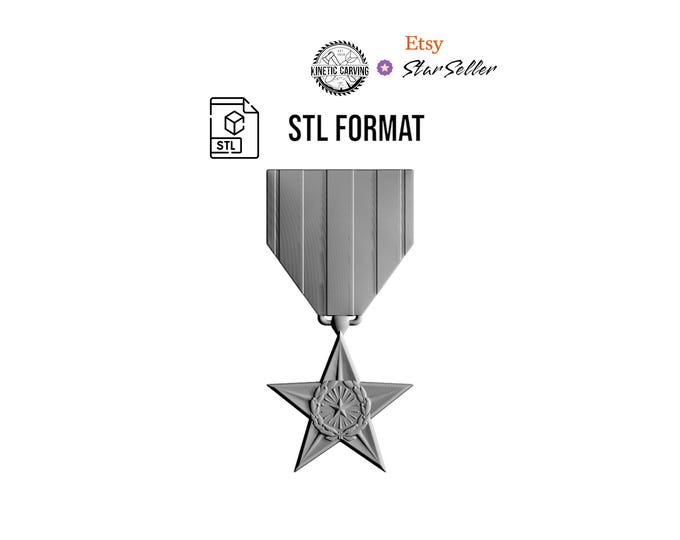 Silver Star Military Award STL File for Woodworking, CNC, Printing and Lasering