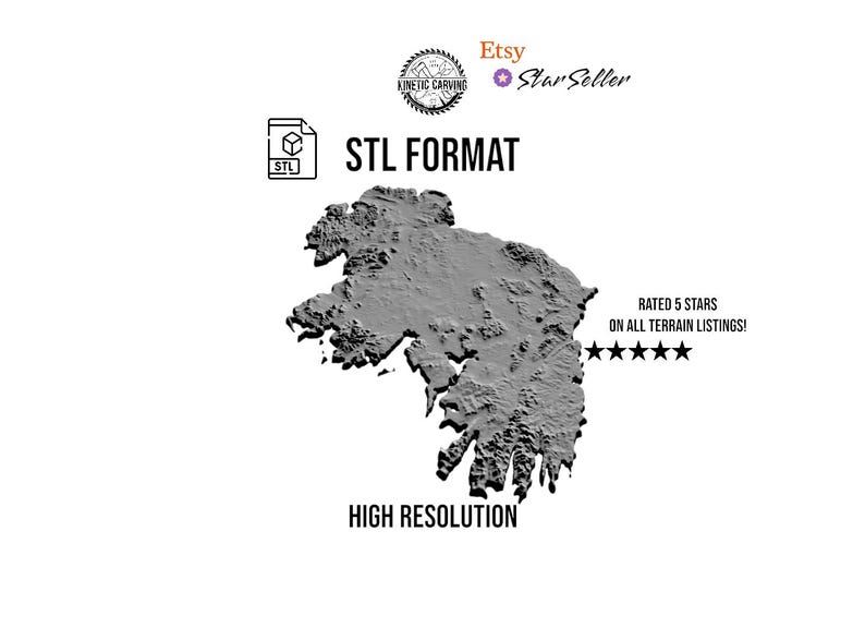 Ireland 3D Topographic Map STL | 3D CNC Carving File, Wood Relief Art ...