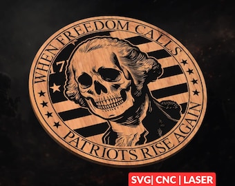 George Washington Skull SVG | CNC Laser Cut File, Wood Wall Art, Glowforge Engraving, LightBurn Ready