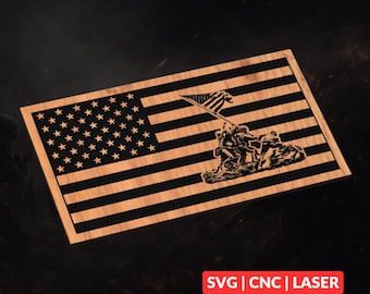 USMC Iwo Jima Flag Raising SVG | CNC Laser Cut File, Wood Wall Art, Glowforge Engraving, LightBurn Ready