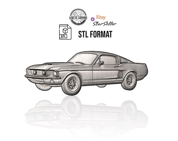 Muscle Car 3D Model STL File: CNC, 3D Printing, Laser Engraving