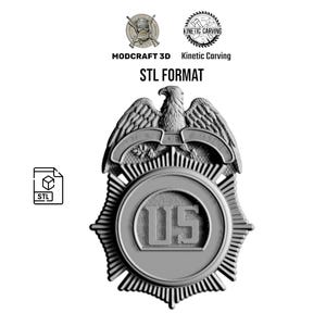Department of Justice Badge STL – 3D Federal Eagle Emblem File For Woodworking, CNC, 3-D Printing and Lasering