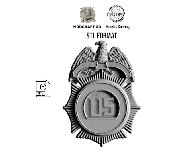 Department of Justice Badge STL – 3D Federal Eagle Emblem File For Woodworking, CNC, 3-D Printing and Lasering