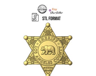 Los Angeles Sheriff Badge STL File: 3D Model for CNC & 3D Printing (Digital Download)