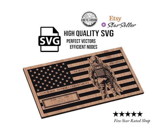 SWAT Team Flag SVG File for Woodworking, CNC, Printing and Lasering