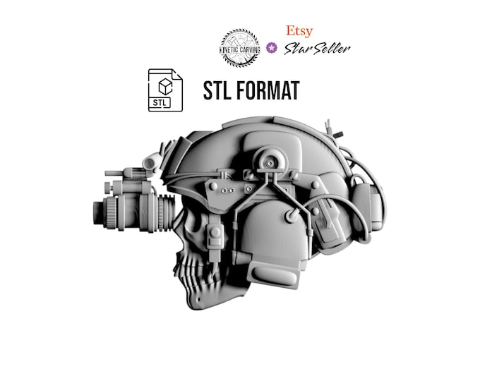 Tactical Skull STL – Night Vision Helmet Special Ops Style 3D Model for Woodworking, CNC, Printing and 3D Lasering