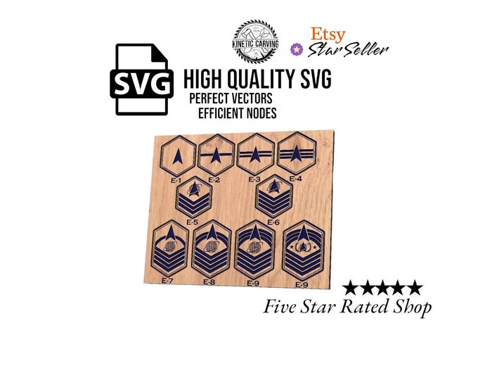 Space Force Enlisted Ranks SVG File: Laser Cut CNC Design (Digital Download)