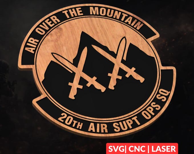 20th ASOS Air Force Patch SVG | CNC Laser Cut File, Wood Wall Art, Glowforge Engraving, LightBurn Ready