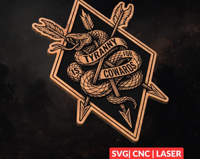 Snake & Arrow Revolutionary Design SVG | CNC Laser Cut File, Wood Wall Art, Glowforge Engraving, LightBurn Ready