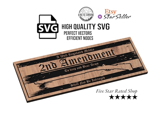 2nd Amendment Banner SVG File for Woodworking, CNC, Printing and Lasering