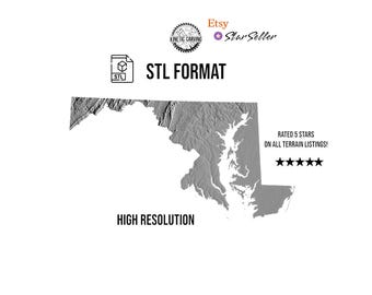 3D STL Model: Maryland USA - CNC, 3D Printing, Laser Engraving (Digital File Only)