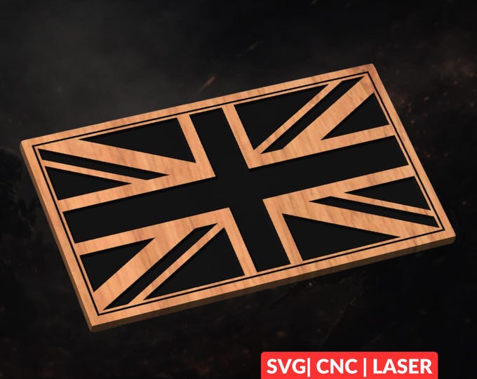 United Kingdom Flag SVG | CNC Laser Cut File, Wood Wall Art, Glowforge Engraving, LightBurn Ready