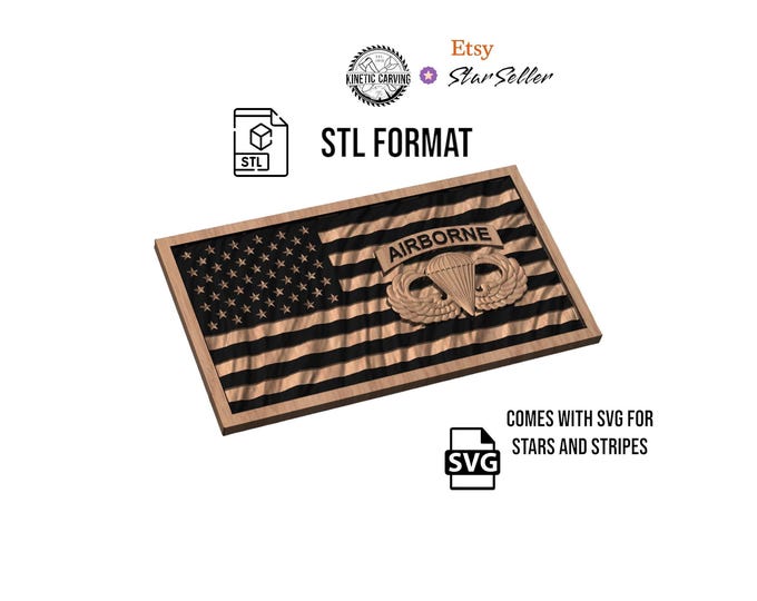 Airborne Wavy Flag STL & SVG File for CNC Woodworking (Digital Download)